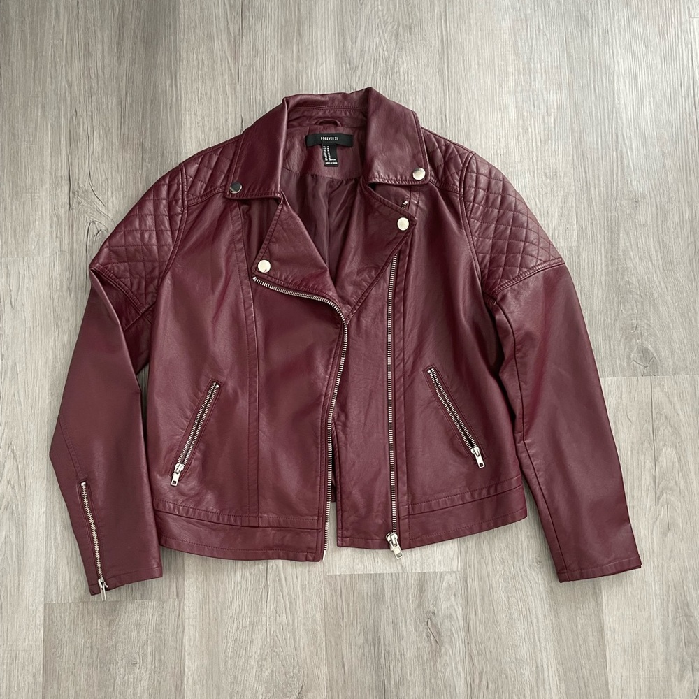 Forever 21 burgundy zippered jacket